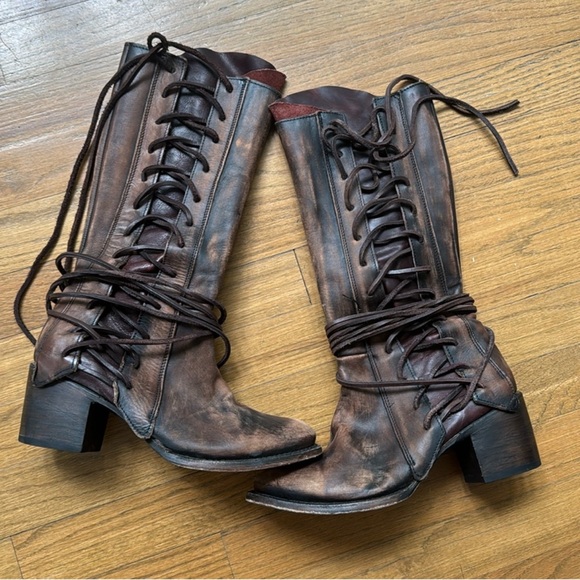 Freebird Distressed Brown Lace-Up Boots - Picture 15 of 16